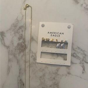 Letter G Necklace American Eagle Gold and Pearl Earring Set w